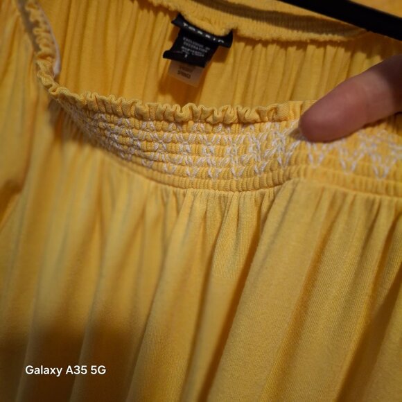 Torrid Womens Yellow Smocked Off-Shoulder Flutter Sleeve Top Size 1 Pheasant Boh - Picture 5 of 9